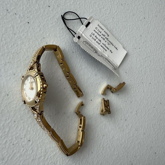 GUESS Women's Gold Tone Crystal Accent Watch 22 MM Self Adjustable Bracelet - Picture 6 of 7